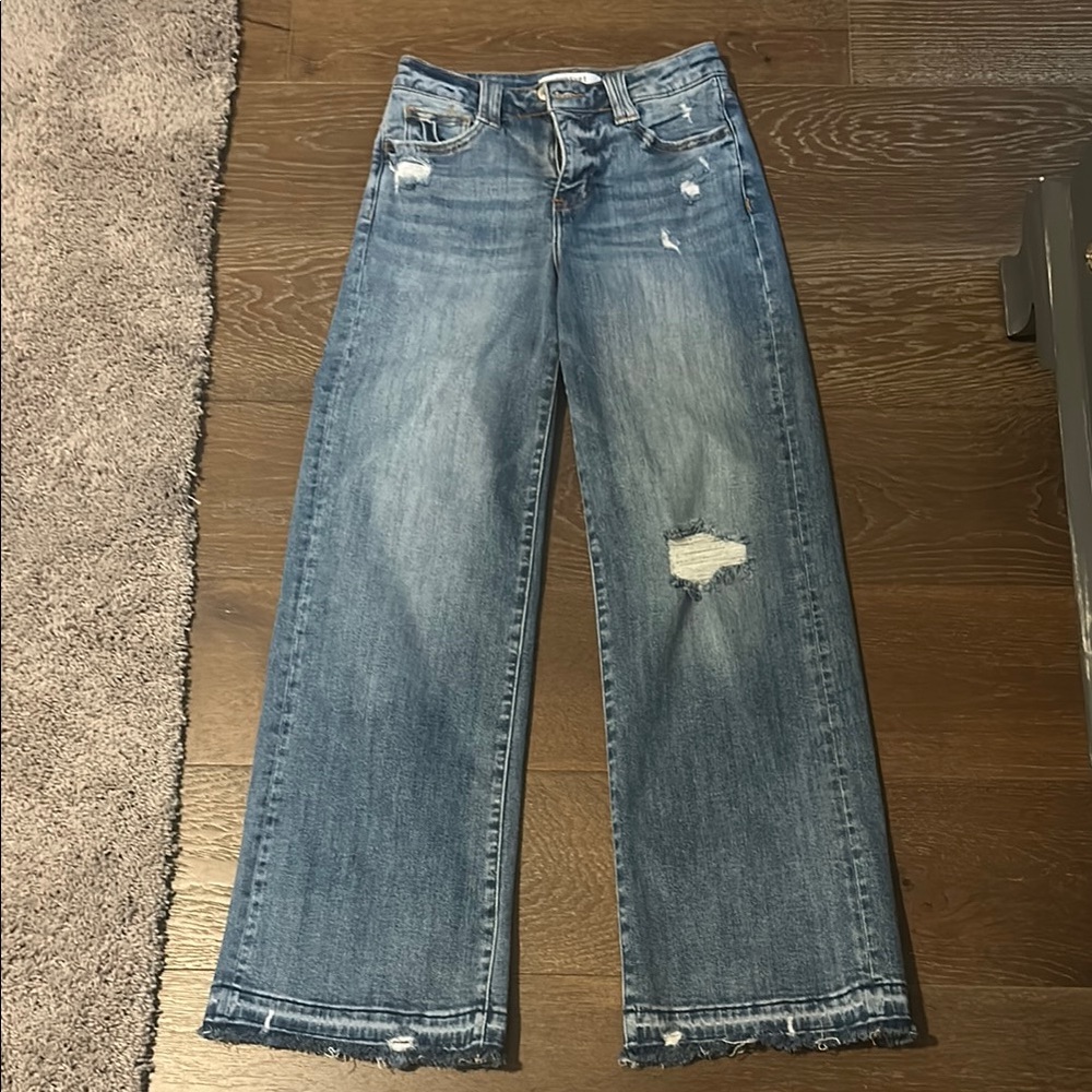 Lovervet by Vervet Distressed Blue Flare & Wide Leg Jeans size 3/26 Inseam 31